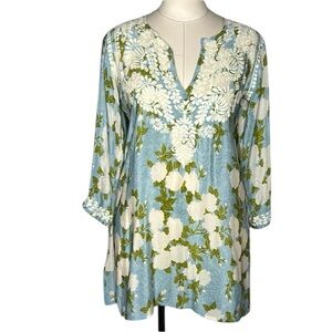 Amaya embroidered silk floral tunic